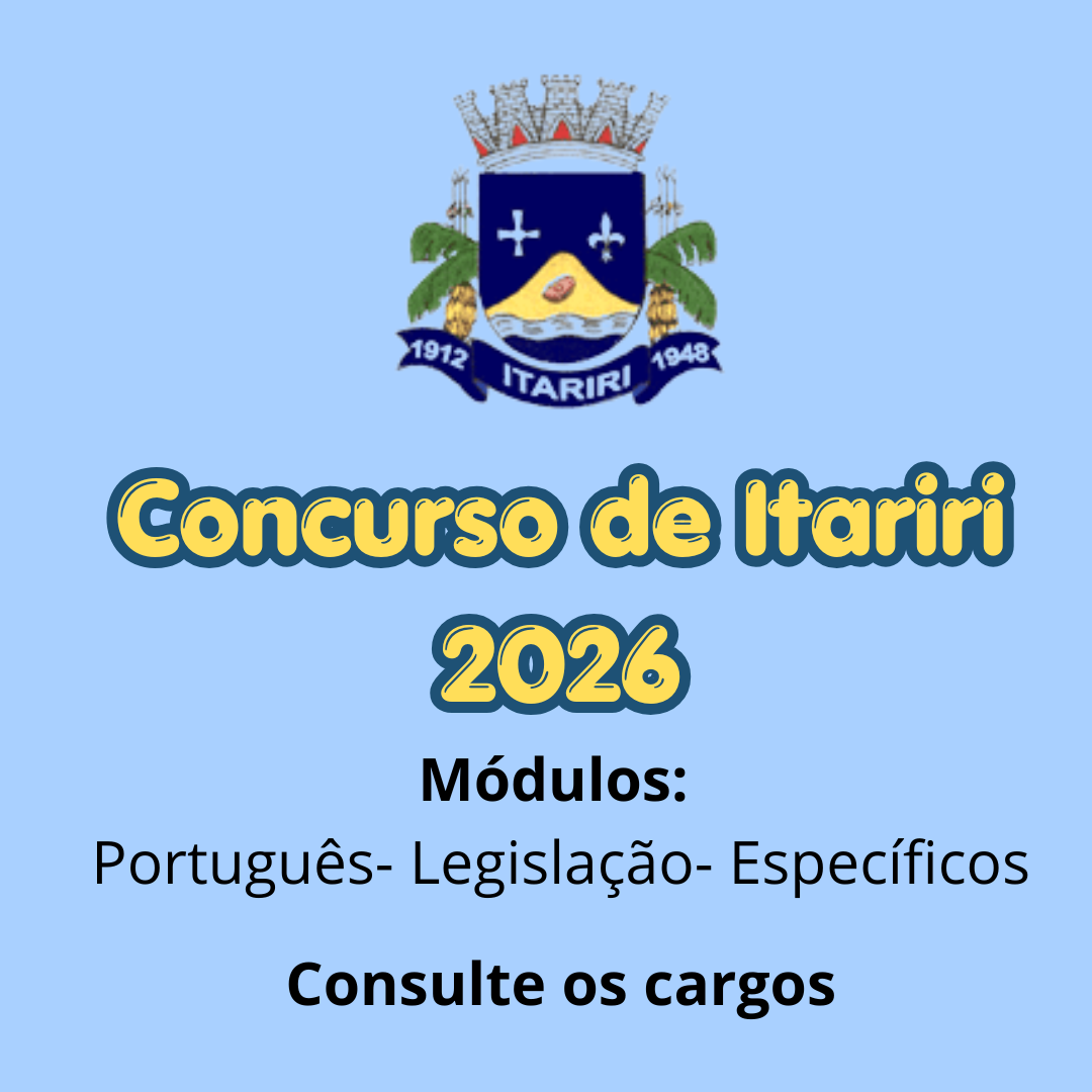 Concurso de Itariri- Vários Cargos - 2026